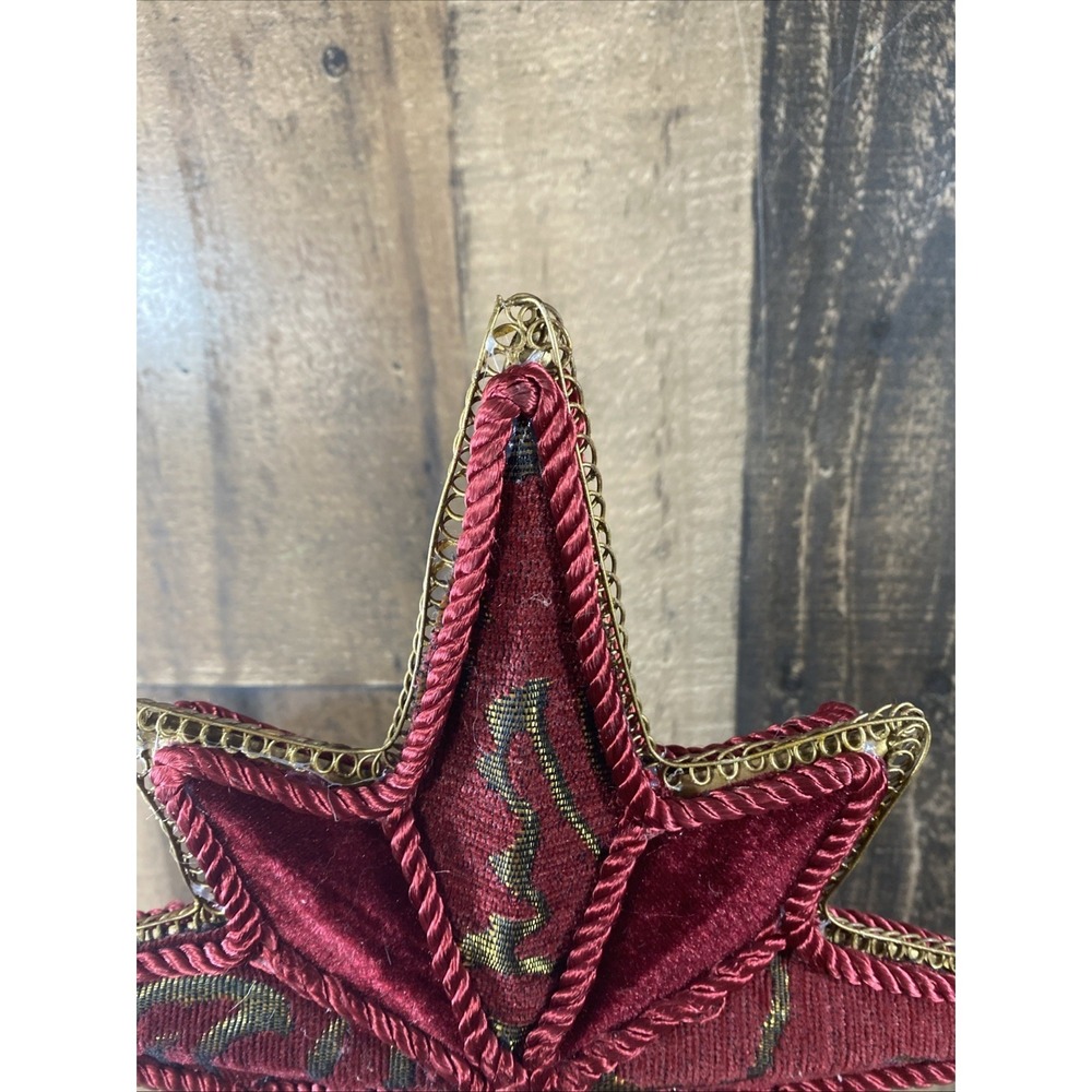 Vintage Kurt Adler 8-Point Star Christmas Tree Topper Red Velvet Gold Cord 12" - Picture 2 of 16